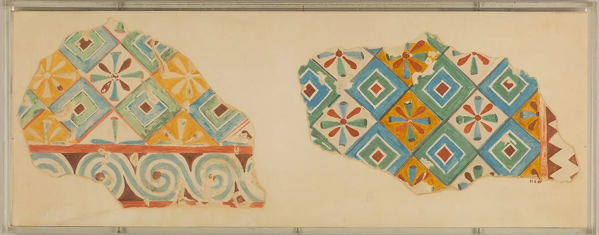 Two Fragments of Ceiling Patterns, Tomb of Senenmut — Nina de Garis Davies