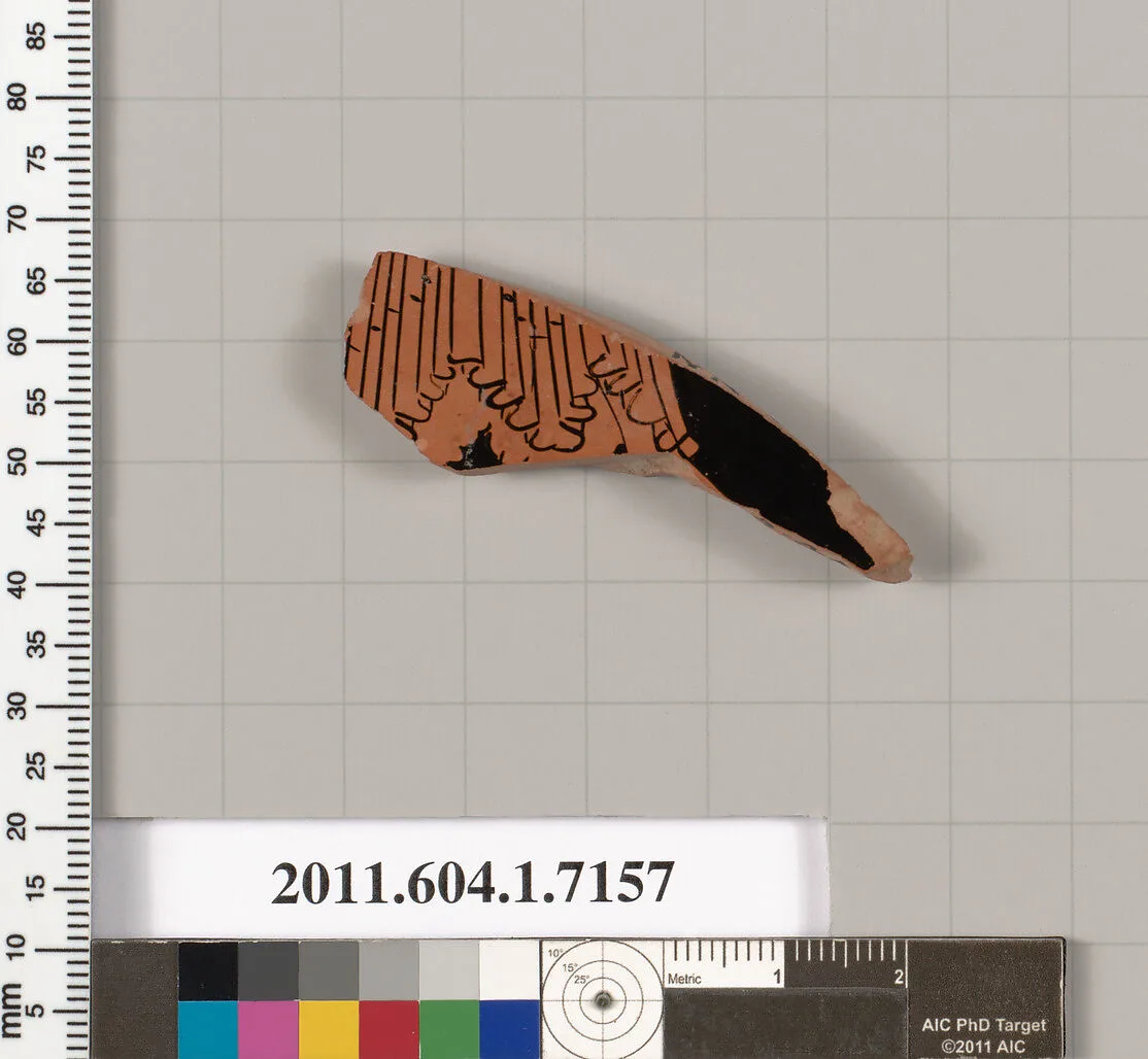 Terracotta fragment of a kylix (drinking cup) — Makron
