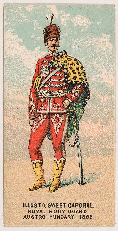 Royal Bodyguard, Austro-Hungary, 1886, from the Military Series (N224) issued by Kinney Tobacco Company to promote Sweet Caporal Cigarettes — Kinney Brothers Tobacco Company