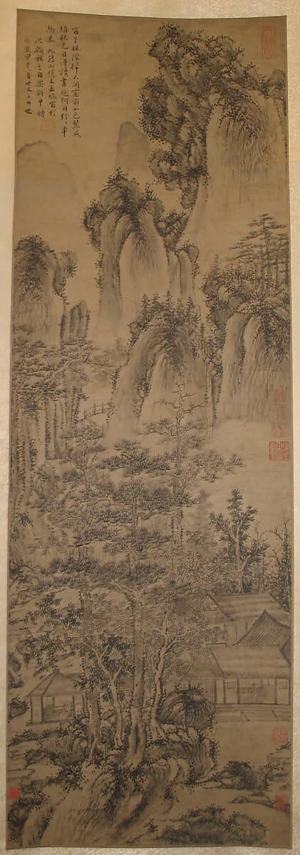 明 佚名 倣王紱 秋窗讀書圖 軸|Landscape — Unidentified artist|Wang Fu