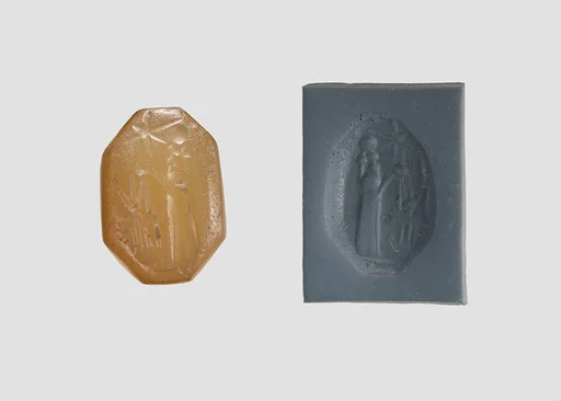 Stamp seal (octagonal pyramid) with cultic scene