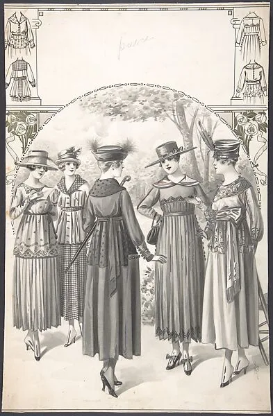Designs for Five Women's Dresses — A. Foa