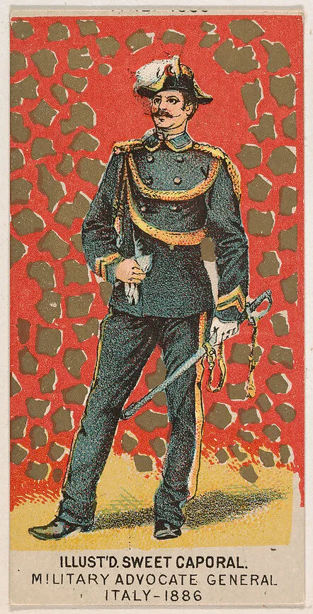 Military Advocate General, Italy, 1886, from the Military Series (N224) issued by Kinney Tobacco Company to promote Sweet Caporal Cigarettes — Kinney Brothers Tobacco Company
