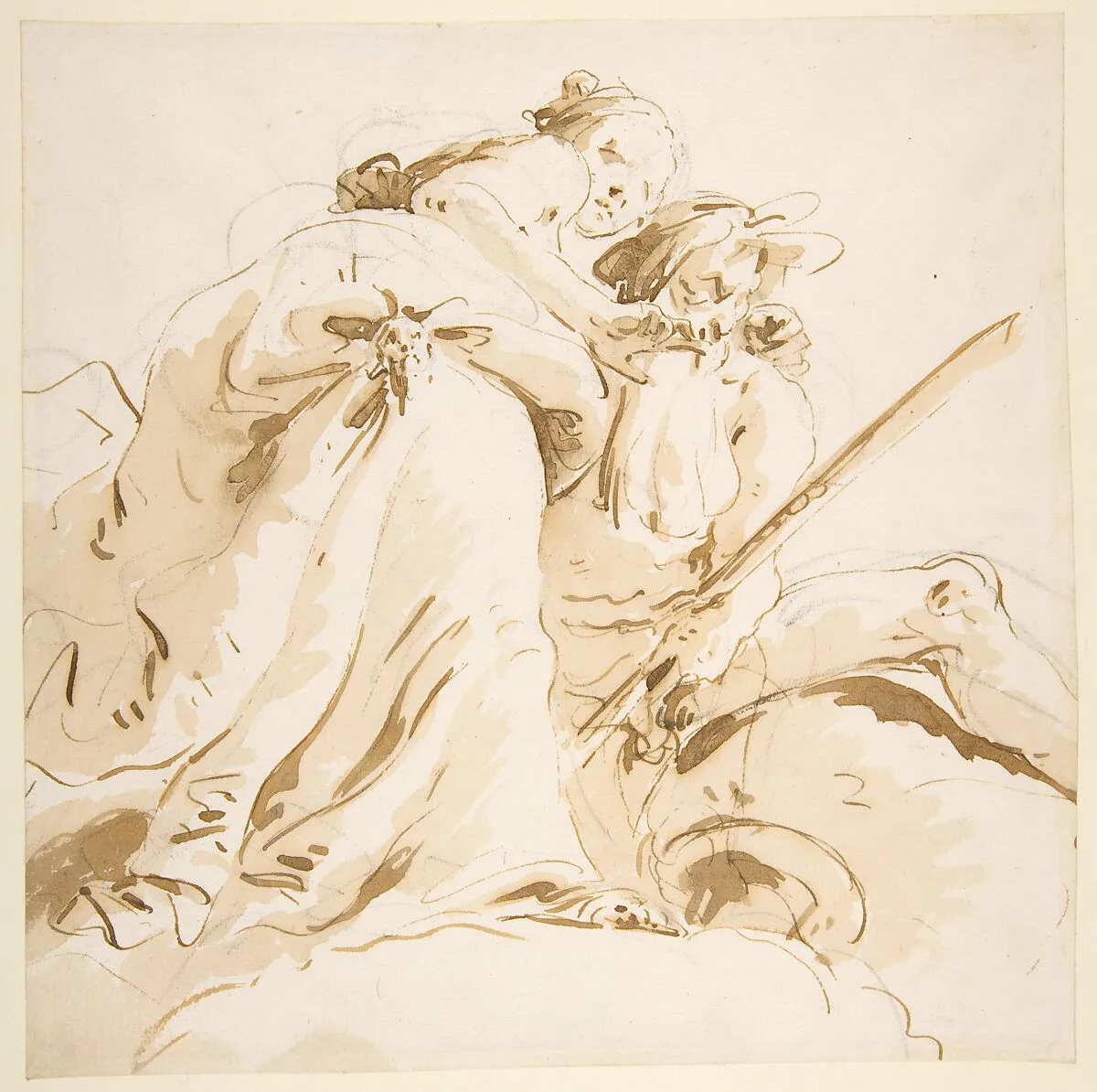 Seated River God and Standing Female Attendant — Giovanni Battista Tiepolo