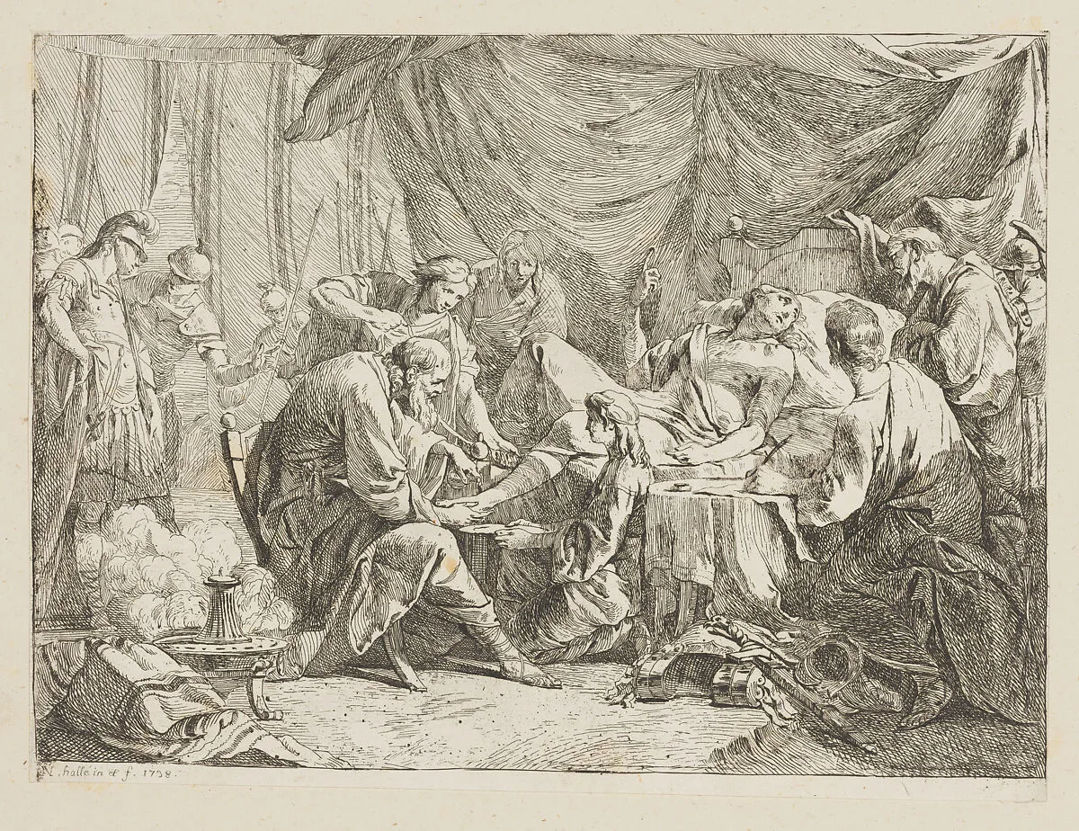 Death of Antiochus After His Fall — Noël Hallé