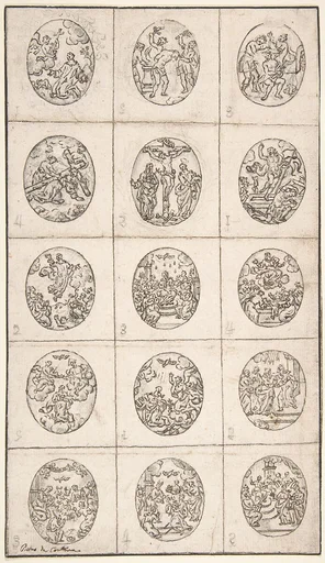 15 Oval Scenes From the Life of Christ and a Scene of a Saint Adoring the Holy Cross