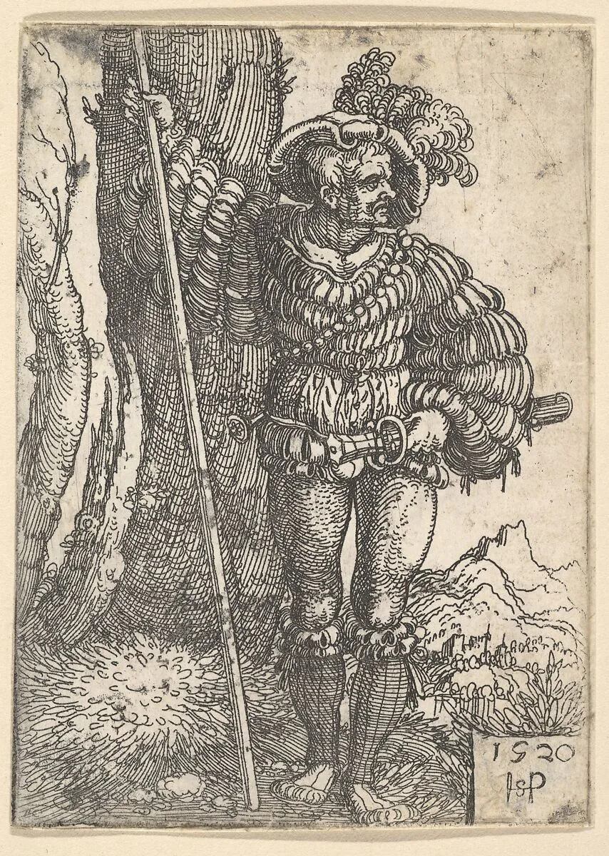 A Lansquenet Standing by a Tree — Sebald Beham