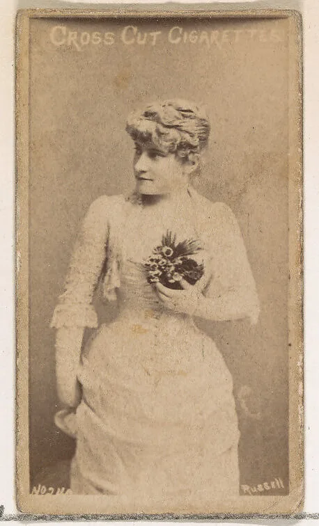 Card Number 240, Lillian Russell, from the Actors and Actresses series (N145-1) issued by Duke Sons & Co. to promote Cross Cut Cigarettes — W. Duke, Sons & Co.