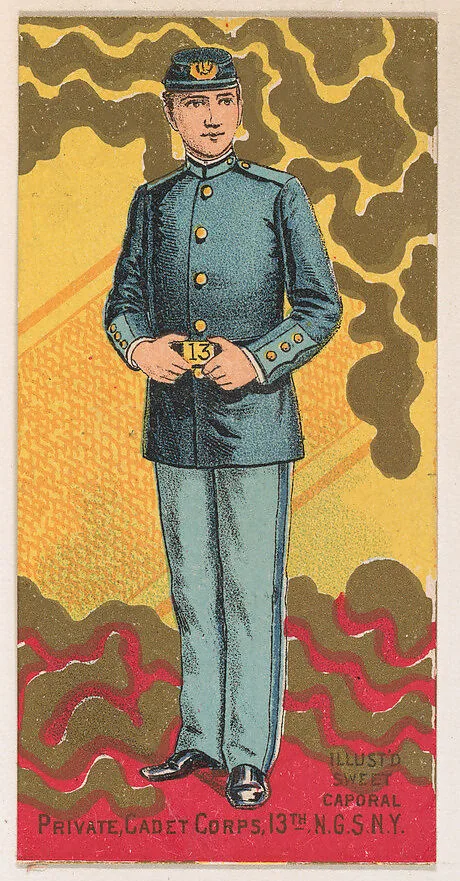 Private, Cadet Corps, 13th Regiment, National Guard of the State of New York, from the Military Series (N224) issued by Kinney Tobacco Company to promote Sweet Caporal Cigarettes — Kinney Brothers Tobacco Company