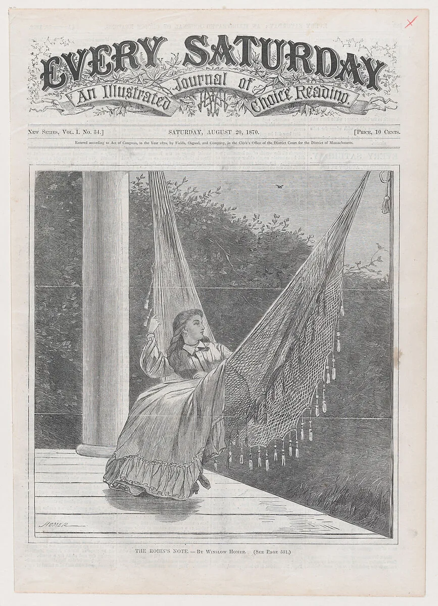 The Robin's Note (from "Every Saturday," Vol. I, New Series) — Fields, Osgood & Co.|Winslow Homer