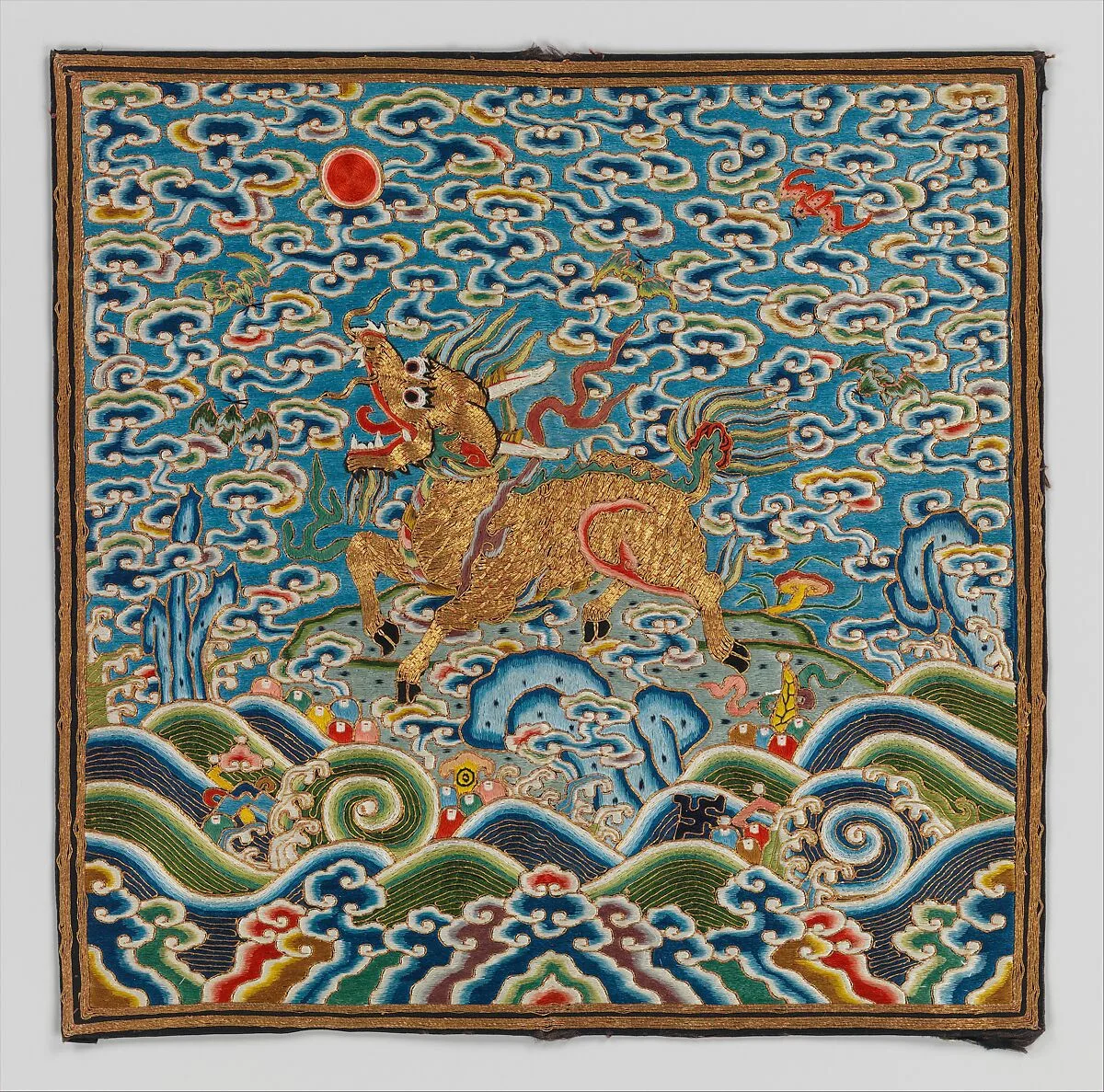 清晚期 一品武官麒麟補|Rank badge with qilin — Unknown