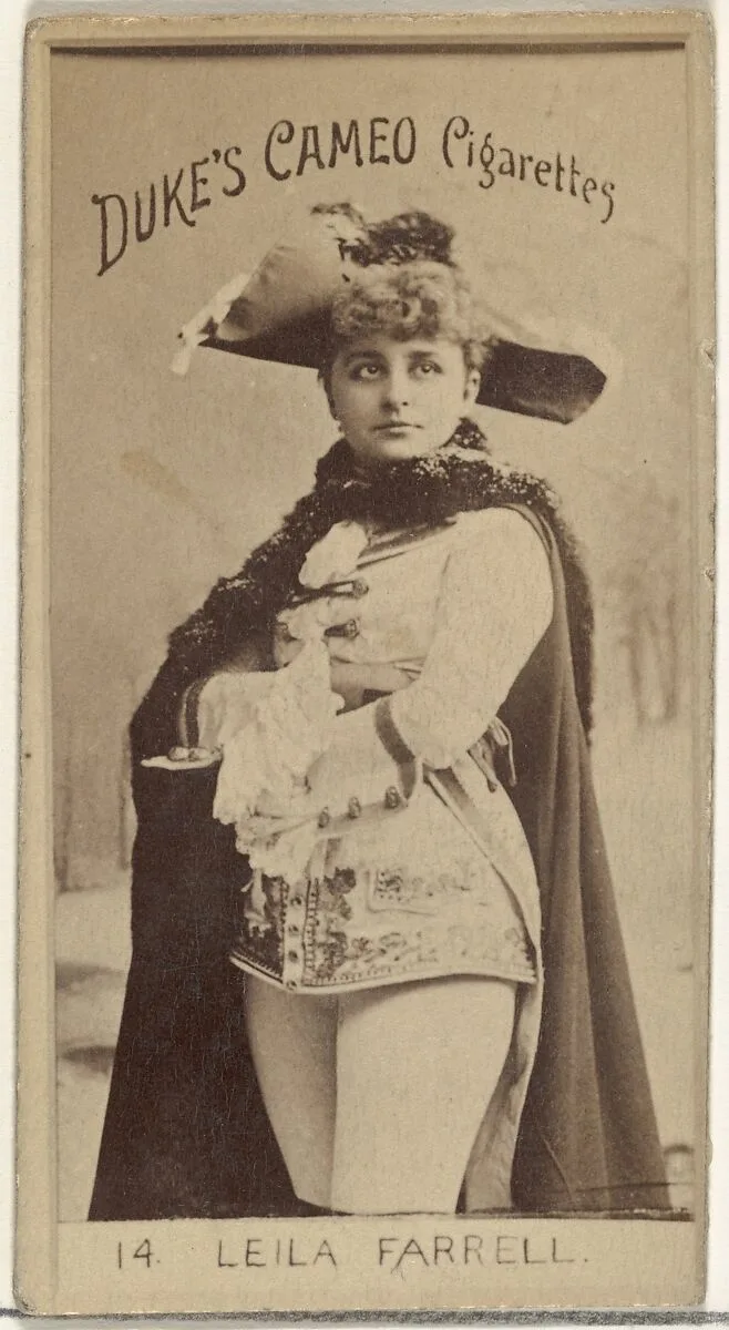 Card Number 14, Leila Farrell, from the Actors and Actresses series (N145-4) issued by Duke Sons & Co. to promote Cameo Cigarettes — W. Duke, Sons & Co.