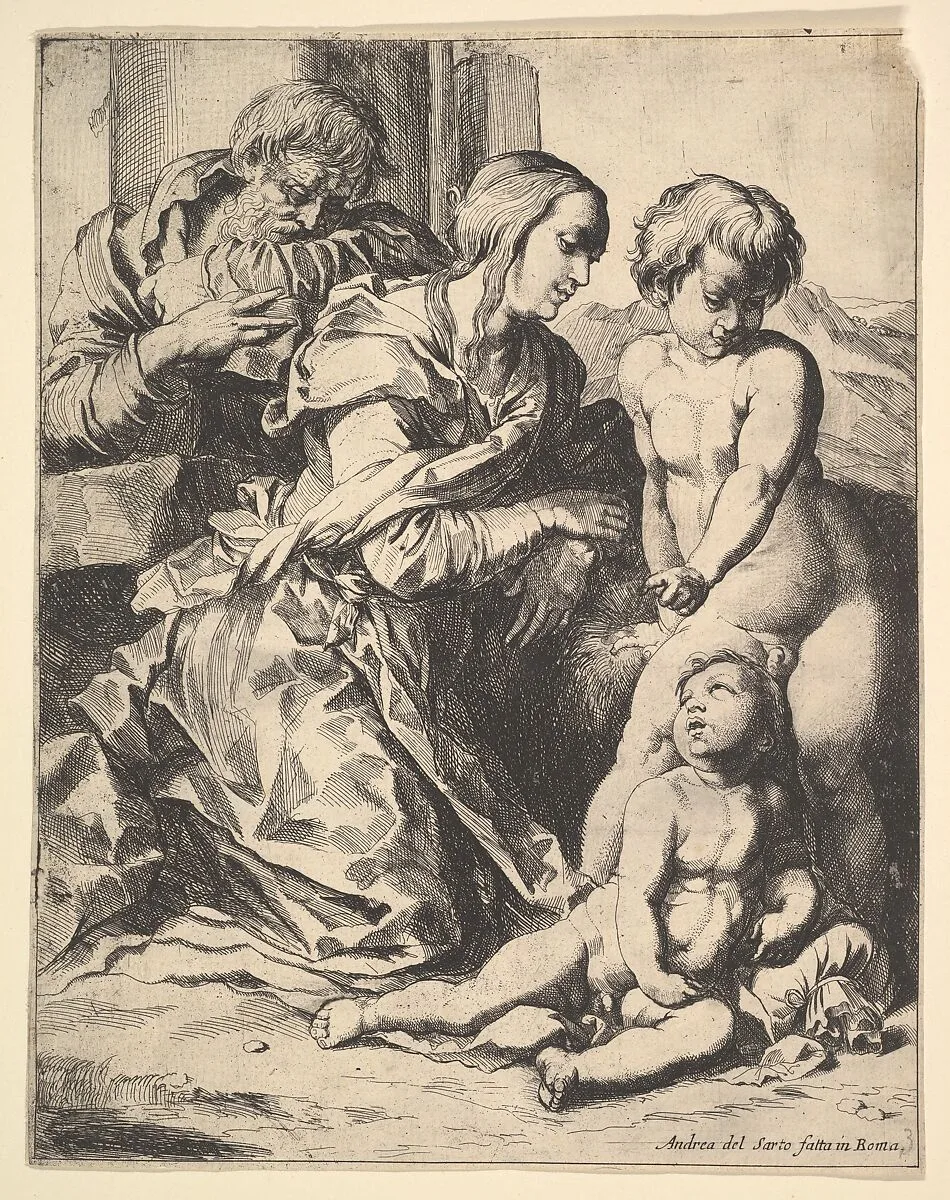 Virgin kneeling before Christ — Pierre Brebiette|Andrea del Sarto (Andrea d'Agnolo)