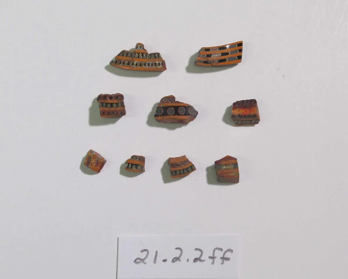 Inlay elements from shrine: broad collar fragments — Unknown