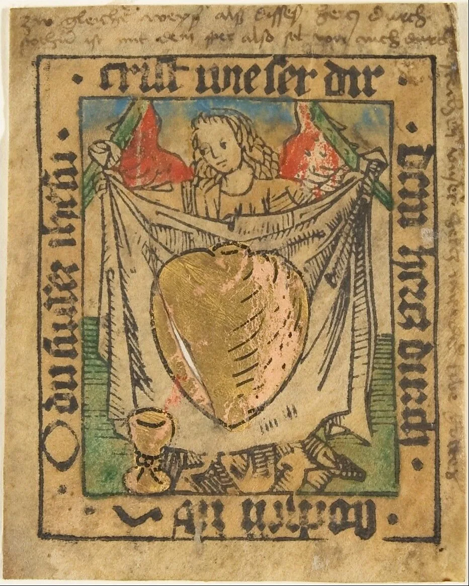 The Sacred Heart on a Cloth Held by an Angel — Anonymous, German, Nuremberg, 15th century