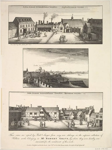 Two Views of Arundel House and London and the Thames as seen from the roof of Arundel House in 1646