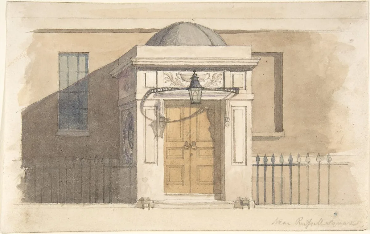 Domed Projecting Rectangular Entrance to a House near Russell Square — Anonymous, British, 19th century