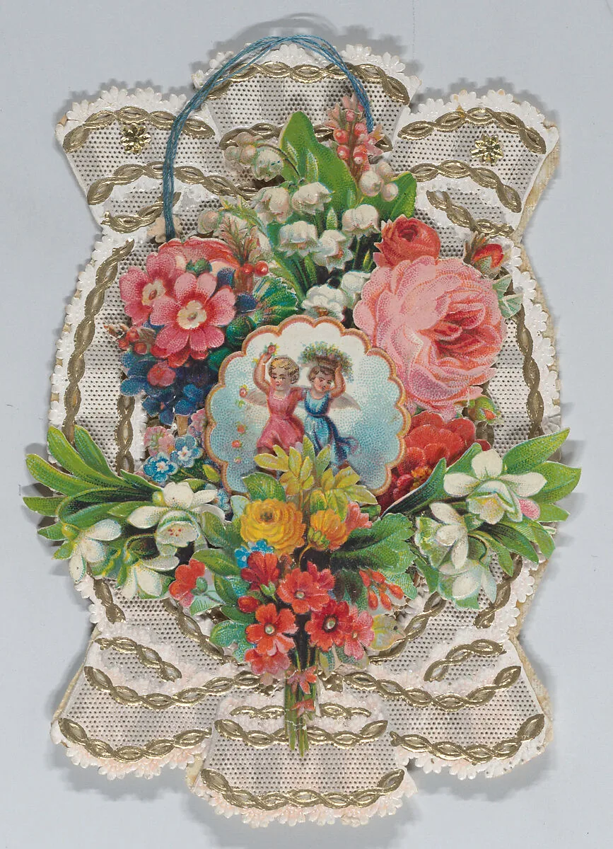 Valentine - Mechanical - cluster of lace paper, die cuts — Anonymous, British, 19th century