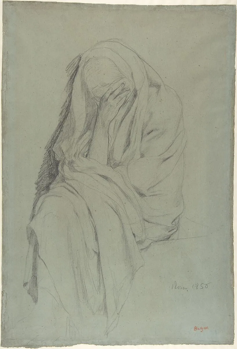 Study for Vieille Italienne(recto); Drapery Study (verso) — Edgar Degas