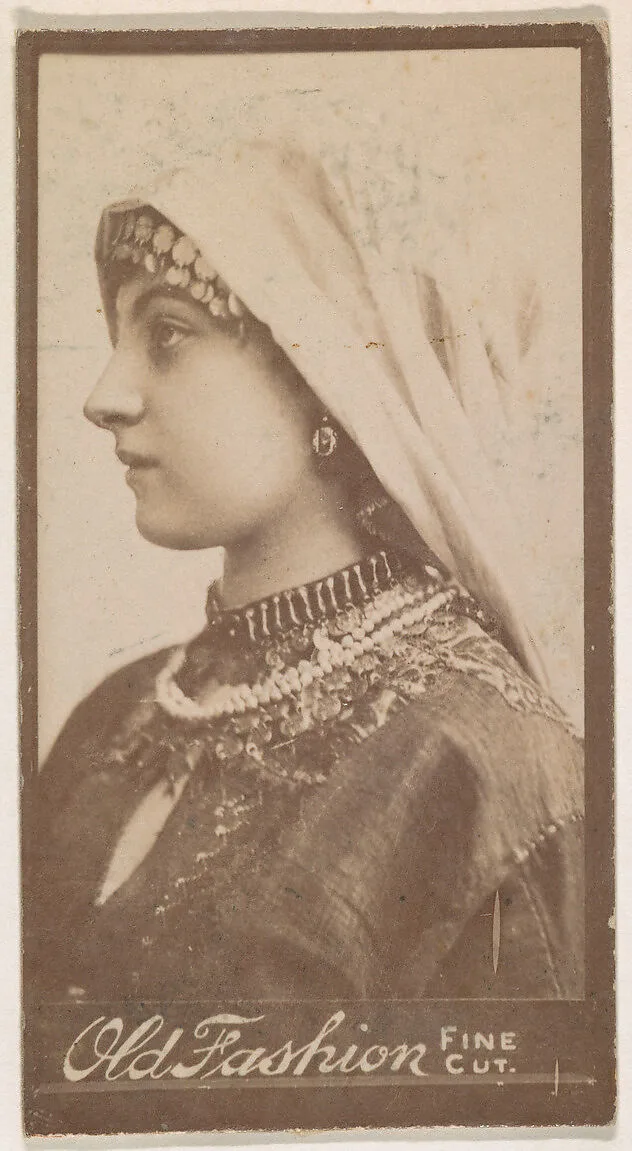 Actress wearing cloth headpiece, from the Actresses series (N664) promoting Old Fashion Fine Cut Tobacco — Unknown