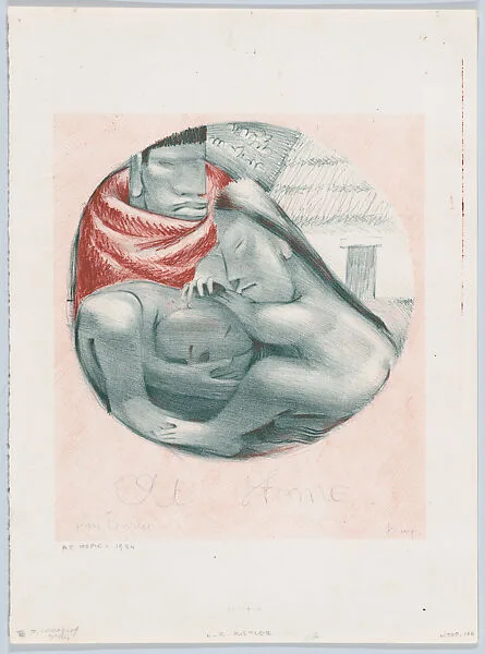 Tondo, at home, two figures resting — Jean Charlot|Lynton R. Kistler
