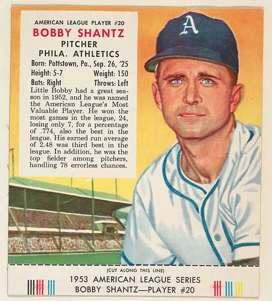 Bobby Shantz, from the Red Man All-Star Team series (T233), issued by Red Man Chewing Tobacco — Red Man Chewing Tobacco