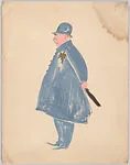 Drawing for a theatrical costume for a police officer in 'Ziegfeld Follies of 1936' — Vincente Minnelli