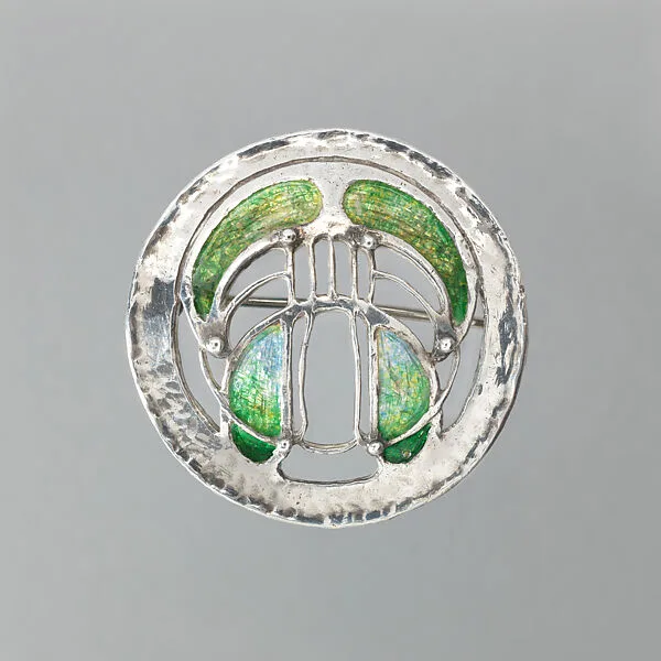 Round brooch with green enamel — Frances McNair