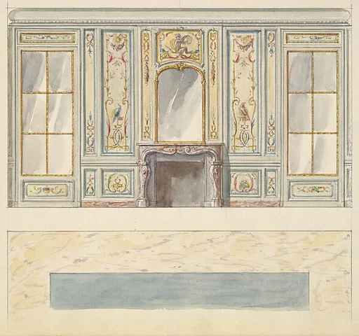 Design for a Wall Elevation for a Mirror Room with Chimney (Fifth Floor)