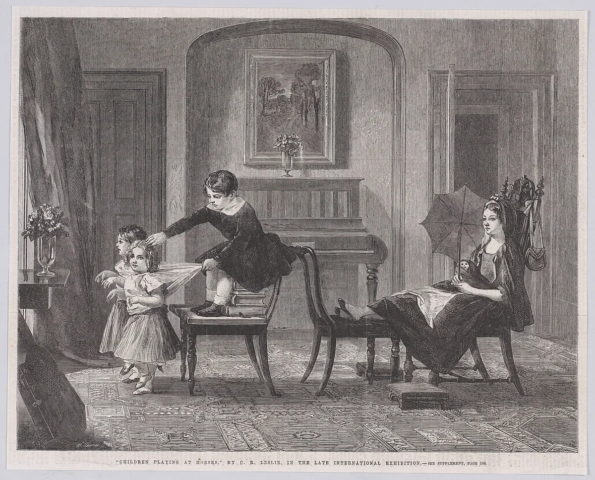 Children playing at Horses, from "Illustrated London News" — William Luson Thomas|Charles Robert Leslie