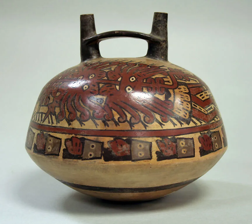 Double Spout Bottle, Killer Whale Motif — Unknown