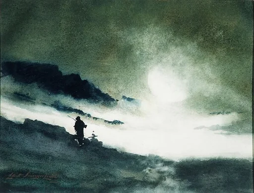 Moon Rising over Fog Clouds