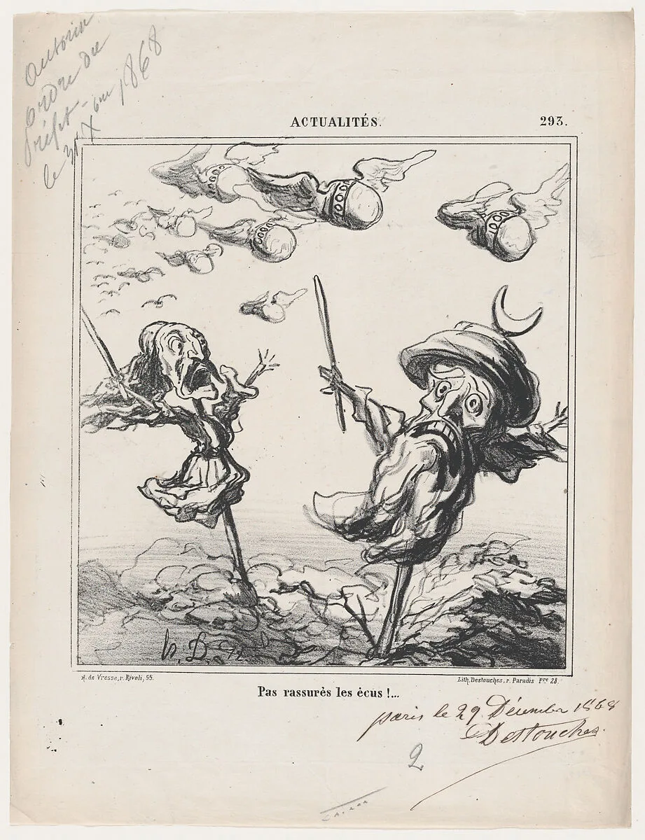 Not reassuring for the crowns!, from 'News of the day,' published in Le Charivari, January 11, 1869 — Destouches|Honoré Daumier|Arnaud de Vresse