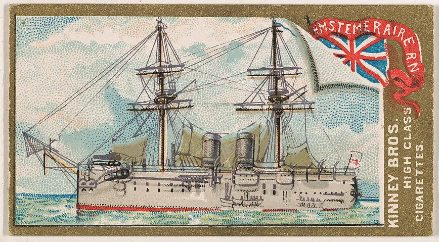 H.M.S. Temeraire, Royal Navy, from the Naval Vessels of the World series (N226) issued by Kinney Bros. — Kinney Brothers Tobacco Company