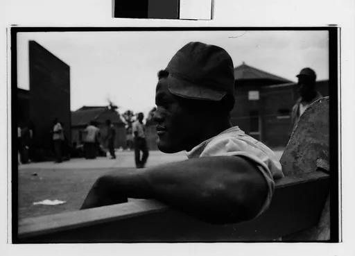 [Two 35mm Film Frames: Riker's Island, New York City?]