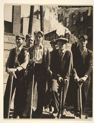 [Teenage Boys with Work Tools in Vacant Lot, New York]
