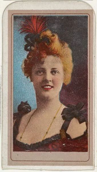 Actress wearing red feather in hair, from the Actresses series (T176) issued by Sweet Caporal Cigarettes — Kinney Brothers Tobacco Company