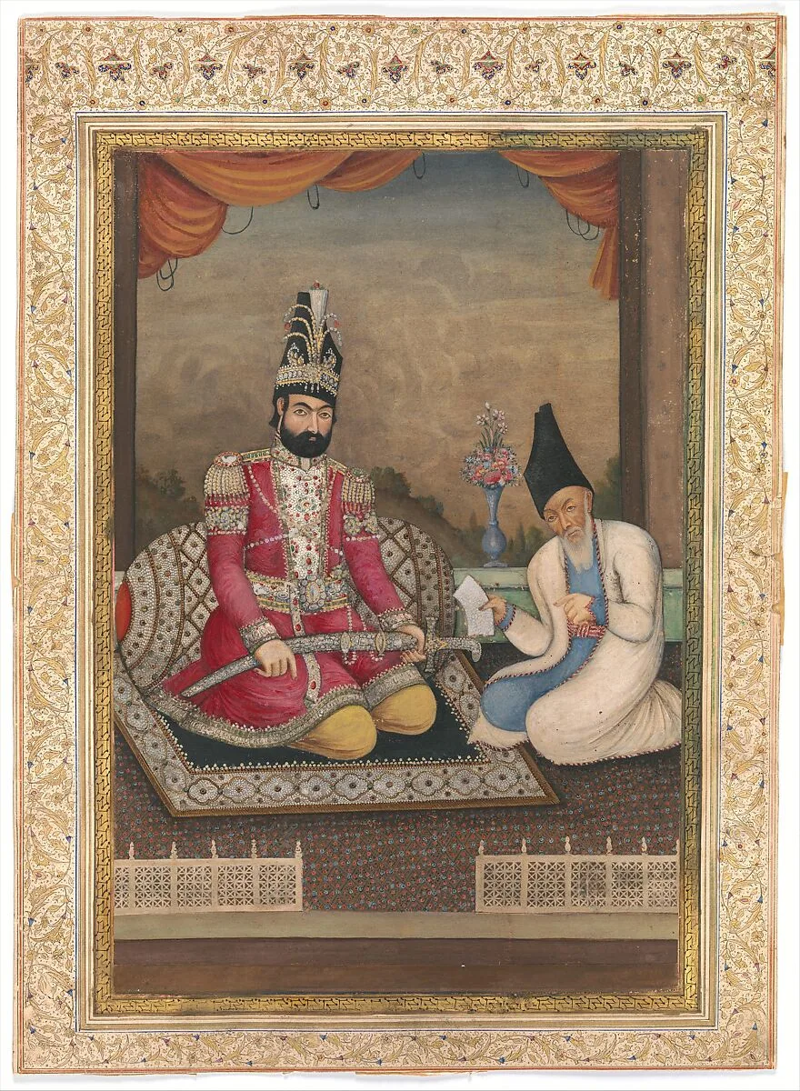 Portrait of Muhammad Shah Qajar and his Vizier Haj Mirza Aghasi — Unknown