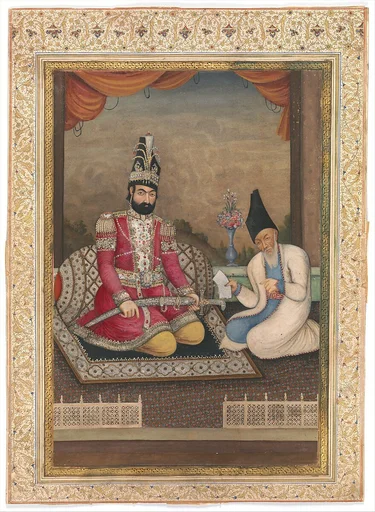 Portrait of Muhammad Shah Qajar and his Vizier Haj Mirza Aghasi