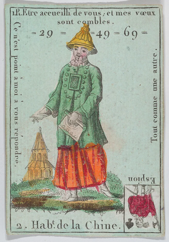 Hab.t de la Chine from playing cards "Jeu d'Or" — Anonymous, French, 18th century