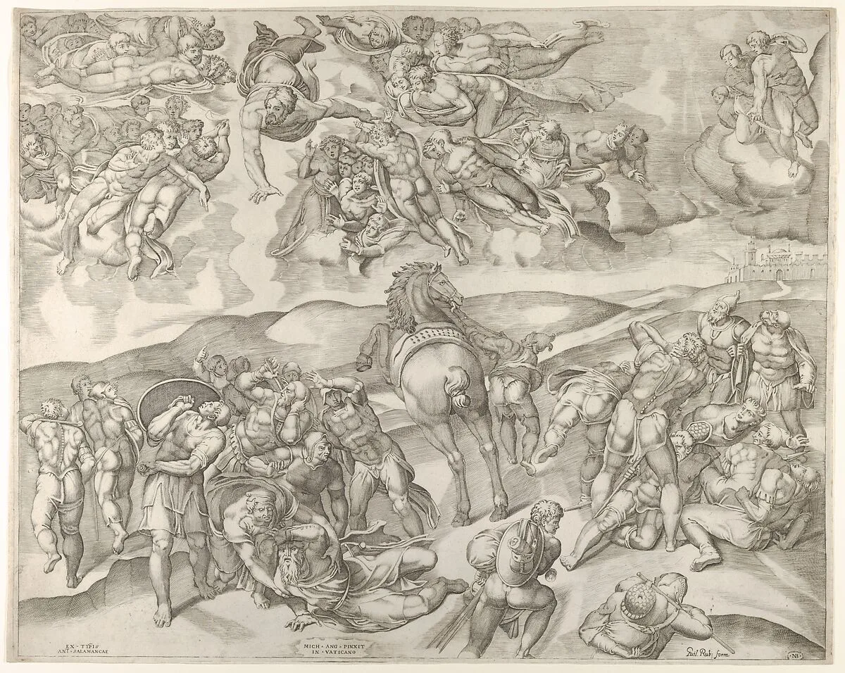 Conversion of Saul, from Michelangelo's fresco in the Pauline Chapel at the Vatican — Michelangelo Buonarroti|Nicolas Beatrizet|Antonio Salamanca
