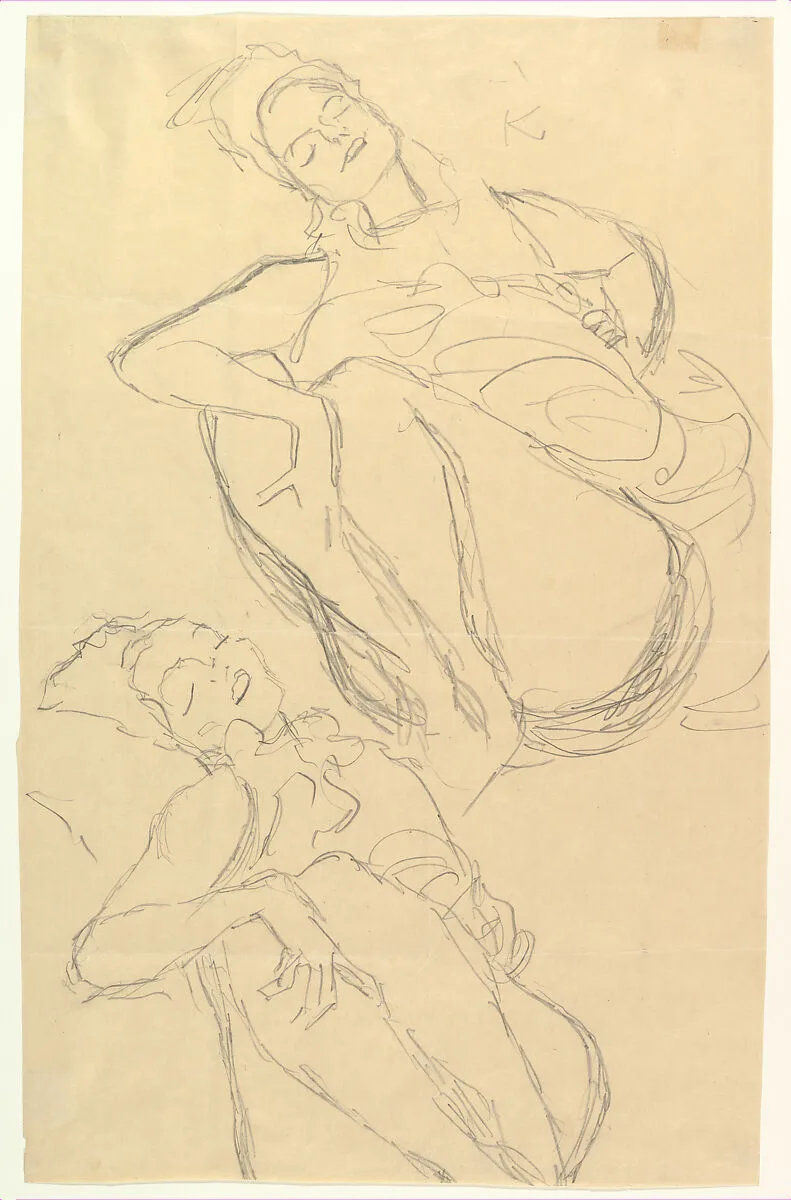 Two Studies for a Crouching Woman — Gustav Klimt