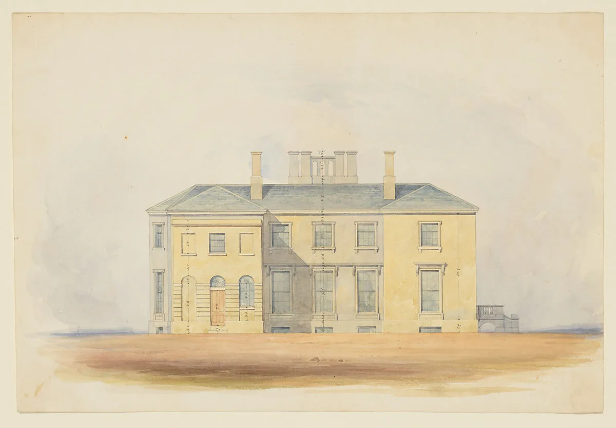 Design for a Classical Country House, Back Elevation — Anonymous, British, 19th century
