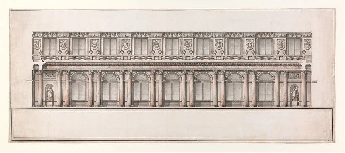 Longitudinal Section of Great Throne Room (Saint George's Hall), Winter Palace, Saint Petersburg — Giacomo Quarenghi