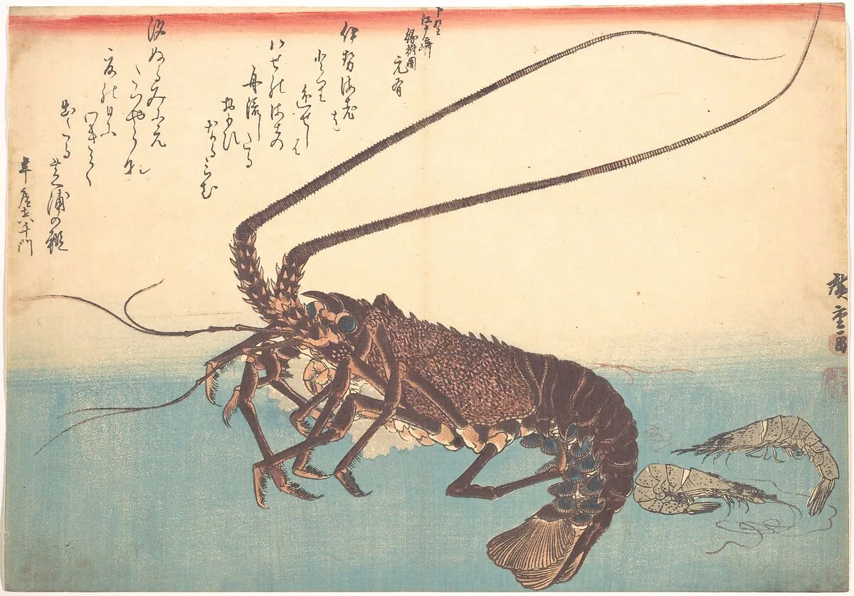 魚づくし 伊勢海老 芝蝦|Ise-ebi and Shiba-ebi, from the series Uozukushi (Every Variety of Fish) — Utagawa Hiroshige