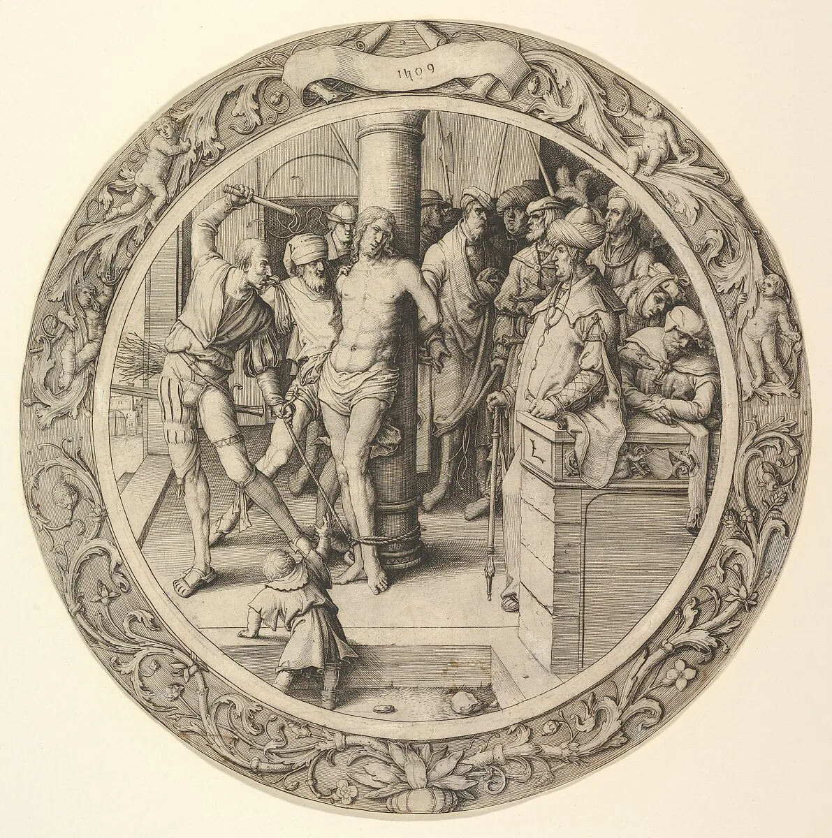 The Flagellation, from the Circular Passion — Lucas van Leyden