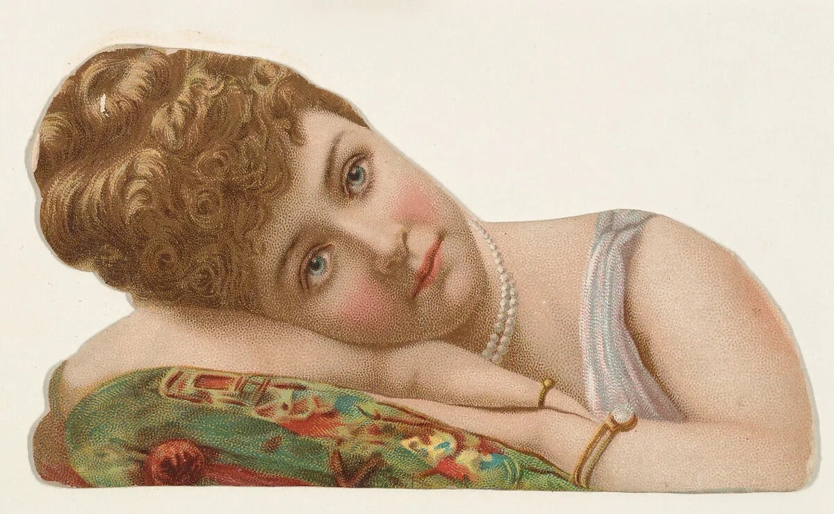 Actress resting head on hands, from Stars of the Stage, Fourth Series (N132) issued by Duke Sons & Co. to promote Honest Long Cut Tobacco — American Tobacco Company|W. Duke, Sons & Co.