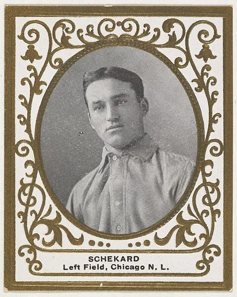 Schekard, Left Field, Chicago, National League, from the Baseball Players (Ramlys) series (T204) issued by the Mentor Company to promote Ramly and T.T.T. Turkish Cigarettes — Carl Homer Studios, Boston|Mentor Company, Boston