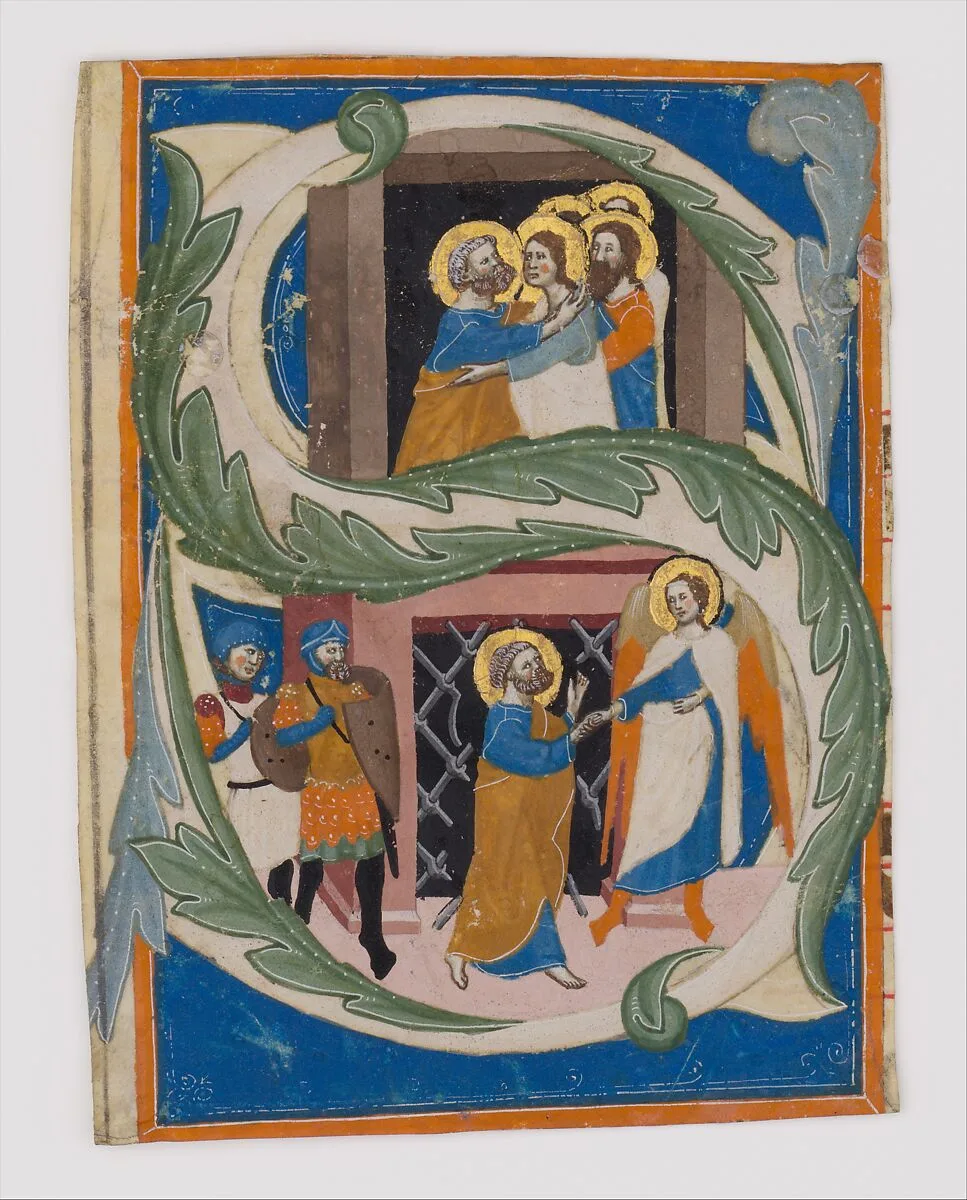 Initial S with Saint Peter Liberated from Prison — Unknown