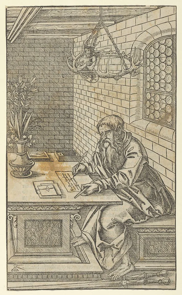 Paul, from The Four Evangelists and Three Apostles Sitting in Rooms — Lucas Cranach the Younger